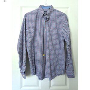 Izod Long Sleeve Button Down Blue/Red Checked Shirt